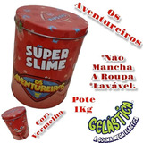 Latão Mega Bolha 1kg Slime Aventureiros Lucas Neto Gelastica Cor Pote 1kg Vermelho