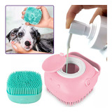 Lava Pelo Pet Escova Banho Cachorro Gato Dispenser Shampoo Cor Rosa