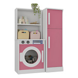Lavanderia Infantil Rosa Com Armaria Em Mdf
