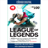 League Of Legends Cartão R$100 Reais Lol Riot Points Rp