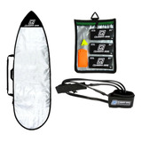 Leash Surf 6 X 6,5mm+ Capa Prancha Surf+ Kit 3 Parafinas