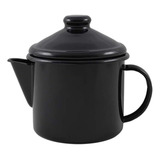 Leiteira Bule Chá Esmaltada Mãe Agata Ewel Preto 600 Ml