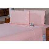 Lençol Casal 4 Pçs Slim Percal 200 F Vira P Palito 12 Cores Cor Rosê (rosa Antigo) Desenho Do Tecido Liso