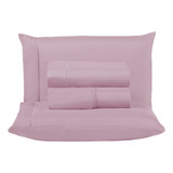 Lençol Casal 4 Peças 100% Algodão 400 Fios Imediato Cor Rosa Desenho Do Tecido Liso