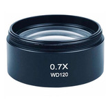 Lente Auxiliar Para Microscópio Trinocular Wd120 0.7x Cor Preto