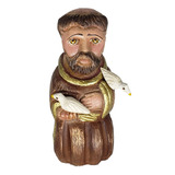 Linda Imagem São Francisco Em Madeira Pintada A Mão Rustica 