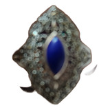 Lindo Anel De Prata, Lápislazuli E Marcassitas 