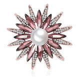Lindo Maxxi Broche Dourado Marsala Perola Strass 5 Cm