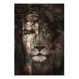 Lindo Quadro Em Tecido Canvas Jesus O Leão Da Tribo De Juda