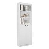 Livreiro Organizador Escritório Estante Para Livros Com Portas E Prateleiras Gold Luxo Cor Branco Modulado Dullar Móveis