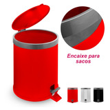 Lixeira Banheiro Pedal 5 Litros Plástico Cesto Escritório Cor Vermelho