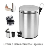 Lixeira Belakaza Cozinha Banheiro Inox 5l Pedal Emborrachado