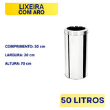 Lixeira De Inox 50 Litros Tampa Aro Áreas De Lazer 30x70