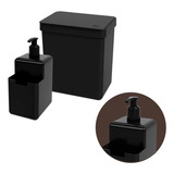 Lixeira De Pia 2,5 L C/ Tampa + Porta Detergente 500ml C/ Suporte Bucha