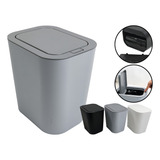Lixeira Plástica 12 Litros Com Tampa Click Banheiro Cozinha Cor Cinza Claro