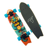 Longboard Traxart Cruiser Fishtail Shenglong 29.5'' Fa-084 Cor Azul-petróleo