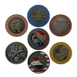 Lote Kit 7 Moedas Medalhas Coleção Militar Guerra No Iraque