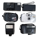 Lote Maquina Camera Fotografica Analogica E Flash - 6 Peças