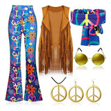 Love Women Fantasia Dos Anos 60 E 70 Hippie Peace Costume Gi