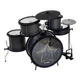 Luen Bateria Infantil Star Kids Instrumento Musical Profissional Cor Preto