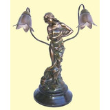 Luminaria Abajur Mulher Com Vaso De Petit Bronze ( 105l2 )