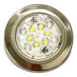 Luminária De Cabine Em Aço Inox 10 Led's Branco E Azul 12v