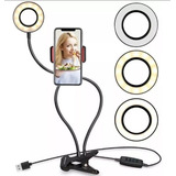 Luminária Flexível Ring Light Com Suporte Para Celular Branc