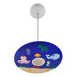 Luminária Infantil Pendente Fundo Do Mar Baleia Praia Quarto Cor Azul 110v/220v