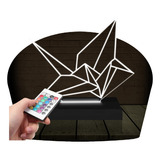 Luminária Led 3d Origami Pássaro Abajur 16 Cores + Controle