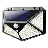 Luminária Solar 100 Led Com Sensor De Presença A Prova Dágua Cor Preto 110v/220v
