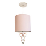 Lustre Laço Com Cristal Quarto Menina 25x25 Rosa