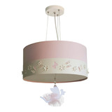 Lustre Pendente Infantil Fadas Cúpula Rosa 30x15 2e27