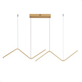 Lustre Pendente Led Moderno Sala Mesa Jantar Dourado Zig Zag