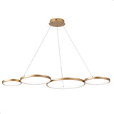 Lustre Pendente Sala Jantar Moderno Led Dourado Anéis Preto