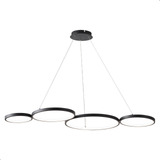 Lustre Pendente Sala Jantar Moderno Led Preto Anéis Preto