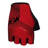 Luva Ciclismo Asw Flex Polygon Aberta Bike Feminina Vermelha