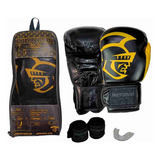 Luvas Boxe Muay Thai Pretorian Black + Bandagem + Protetor