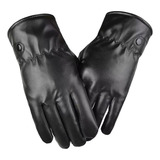 Luvas De Couro Pu De Veludo Quente Para Andar De Motocicleta