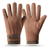 Luvas Quentes Masculinas De Camurça De Inverno Para Dirigir