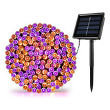Luzes Externas, 22m, 200 Luzes Solares Led Laranja E Roxa