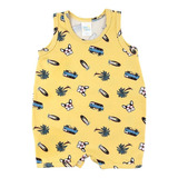 Macacão Bebê Curto Menino Regata Surf Amarelo - Piu Blu