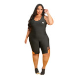 Macacão Curto Fitness Plus Size Suplex Academia Com Detalhe