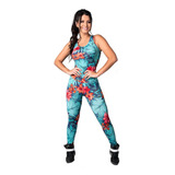 Macacão Longo Feminino Estampado Fitness Academia Ginastica