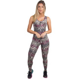 Macacão Longo Feminino Suplex Fitness Academia Estampado Fit