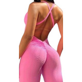Macacão Longo Treino Fitness Academia Franzido Empina Bumbum
