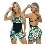 Macaquinho De Academia Fitness Short Shortinho Estampado