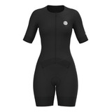 Macaquinho Triathlon Mauro Ribeiro C/manga Preto Feminino