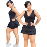 Macaquinho Vestido Short Saia Maiô Fitness Roupa Academia C*