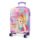 Mala De Viagem De Bordo Pequena Infantil Rodinhas 360 Luxcel Cor Rose - Mf10426bb-rs Barbie