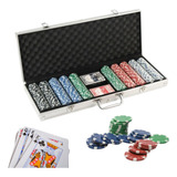 Maleta De Poker Completo 500 Fichas 2 Baralhos E 5 Dados Nfe